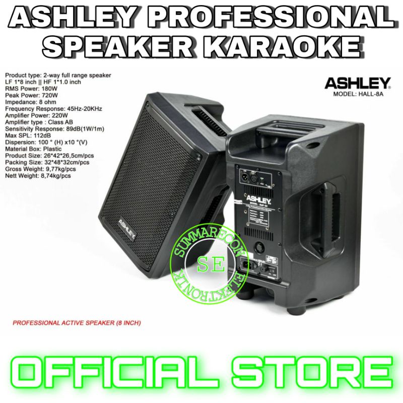 speaker aktif 8 inch original ashley hall 8a speaker karaoke