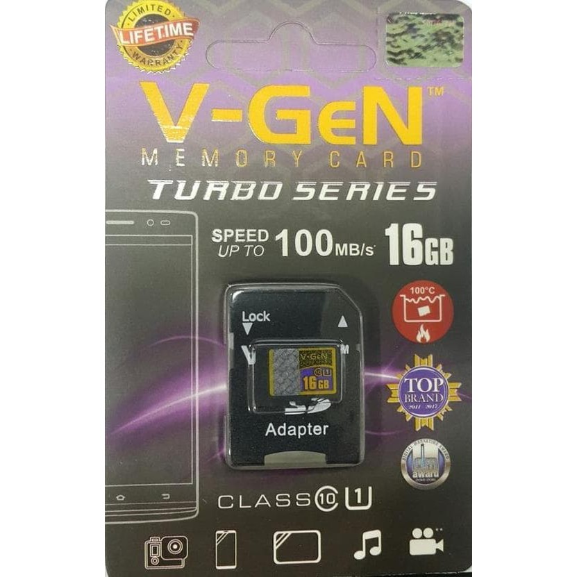 Micro SD 16GB V-gen Memory Card HP Vgen Microsd Turbo 16 GB Class 10