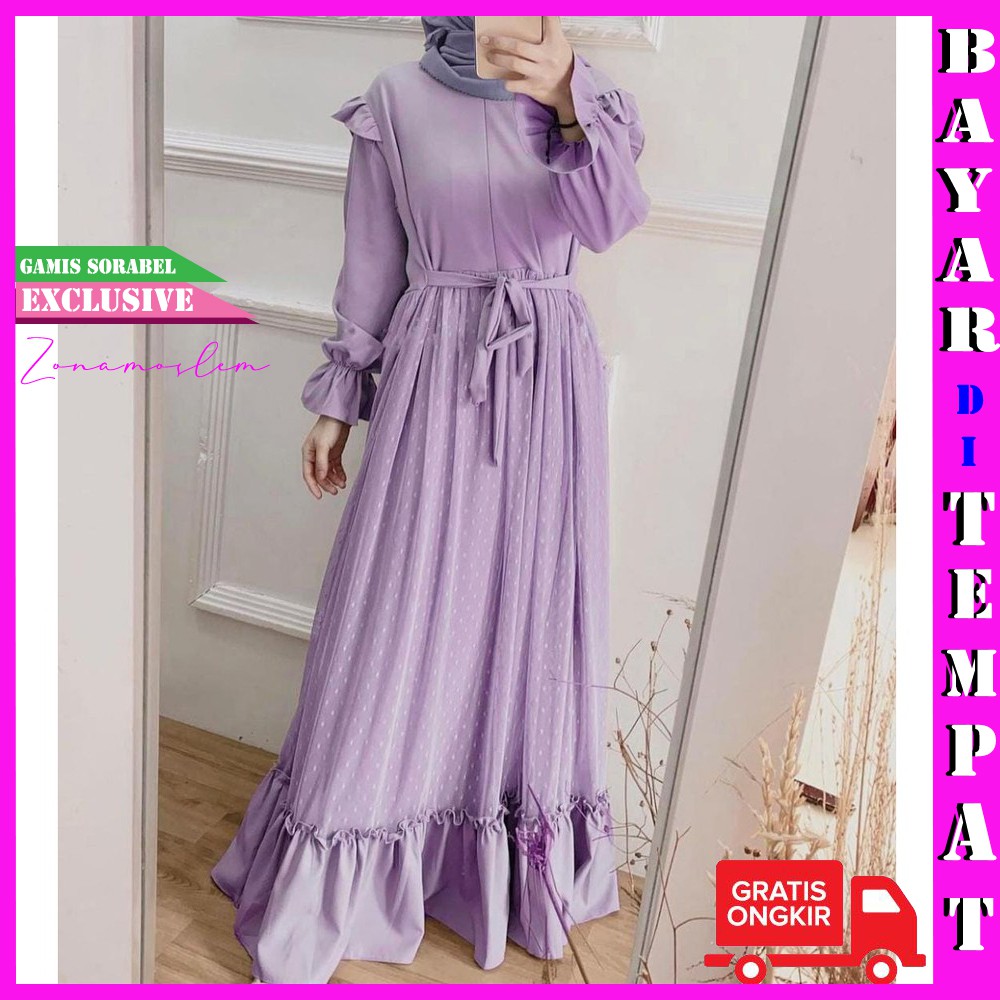 GAMIS SORABEL SWAN TILE DRESS MOSCREPE PREMIUM ZIPPER DEPAN BUSUI FRIENDLY LD 105-110 ALL SIZE