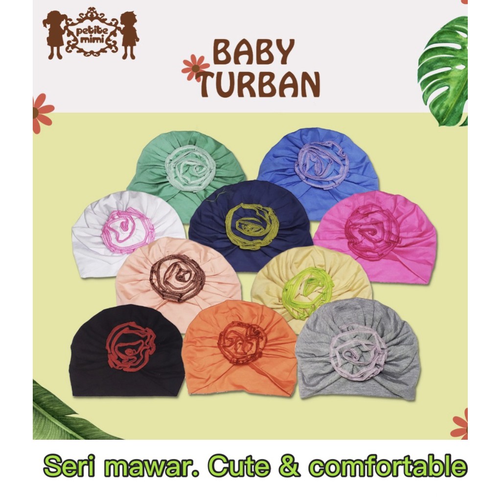 Petite Mimi Rose Turban / Turban Mawar 0-2 Tahun Comfortable &amp; Cute