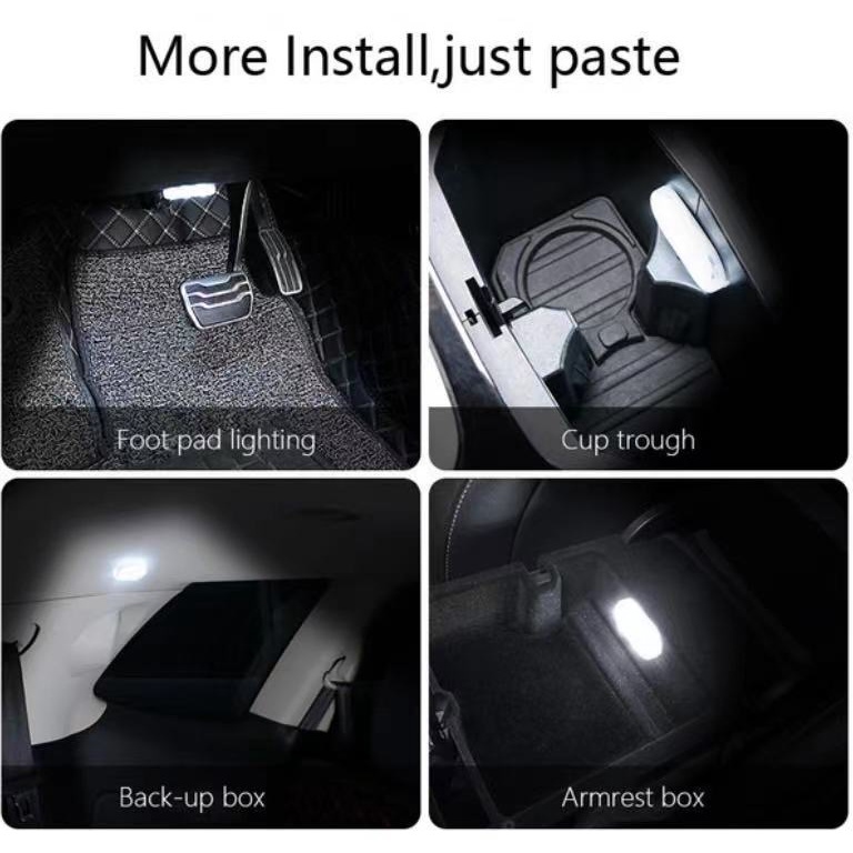 1pc Universal Mini Lampu Sensor LED Nirkabel Interior Mobil Lampu Baca USB Super Terang Isi Ulang Untuk Lemari Kamar Lampu Sentuh LED Mobil Lampu Baca Untuk Penyimpanan Pintu Kaki Bagasi