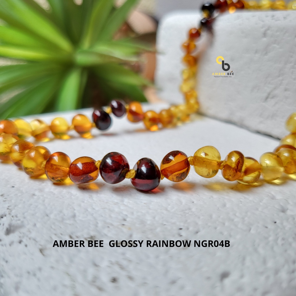 Kalung Amber Bayi &amp; Anak Premium Glossy Rainbow NGR04B By Amber Bee