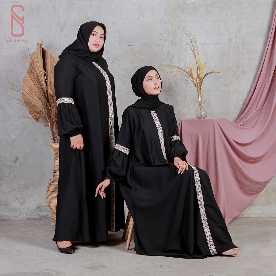 Myshawl Taalea Premium Maroon Hitam Gamis Syar'i Jumbo Ld 140 130-Taalea Prem Hitam