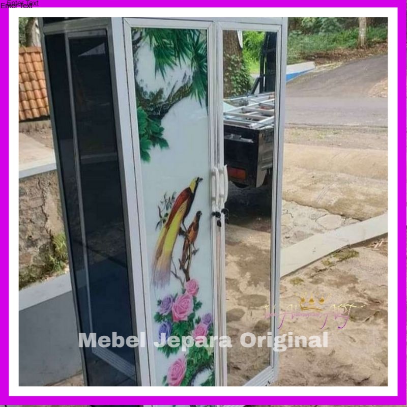Almari Baju Kaca - Lemari Kaca Pintu 2 Bahan Alumunium Anti Karat Kokoh