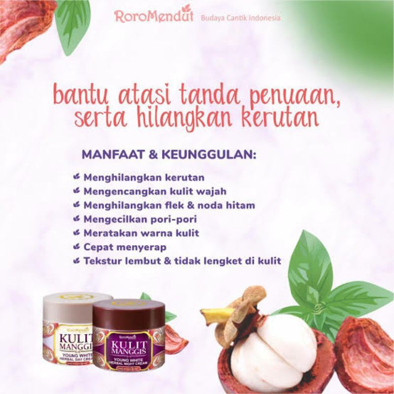 

Roro Mendut Kulit Manggis Young & White Herbal Day Cream (SPF 25/PA+++)