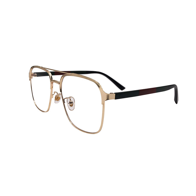 (YUZHU) Vintage Fashion Metal Frame Eyeglasses Aviator Eyeglasses Untuk Pria Oversized Square Kacamata Anti Radiasi Untuk Laki-Laki