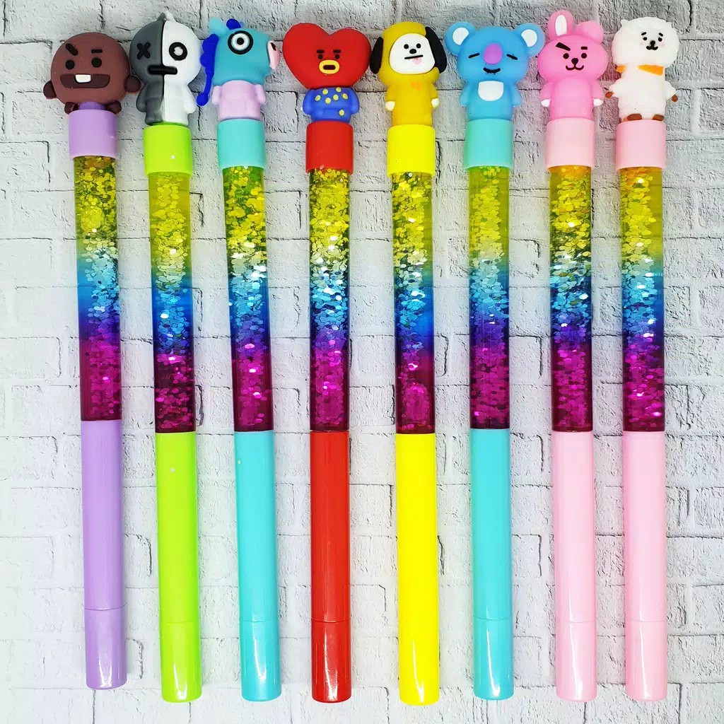 

BOLPEN GEL GLITTER MOTIF KARAKTER BT21 / PULPEN PENA GEL BT21 BTS ARMY KPOP KOREA / BOLPEN LUCU UNIK