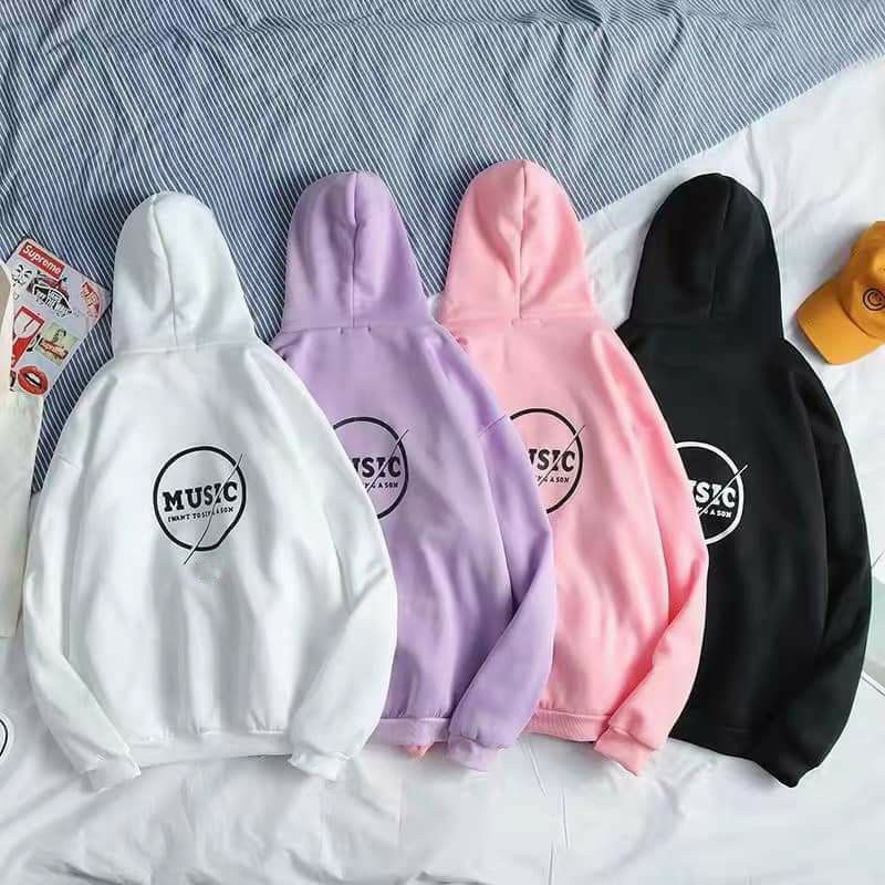 SWEATER MUSIC - HODDIE SWEATER WANITA MUSIC BAHAN BABYTERY