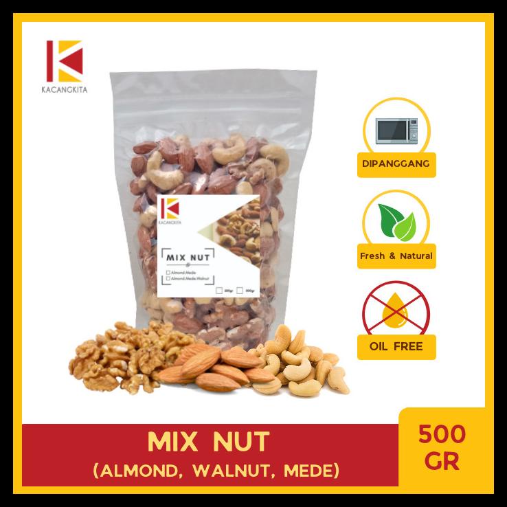

DISKON TERBATAS !!! MIX NUT 500GR ROASTED ORIGINAL KACANG ALMOND MEDE WALNUT PANGGANG TERLARIS