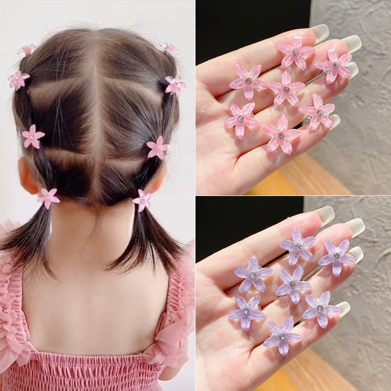 10pcs / Set Jepit Rambut Bentuk Bunga Kecil Gaya Korea Untuk Wanita