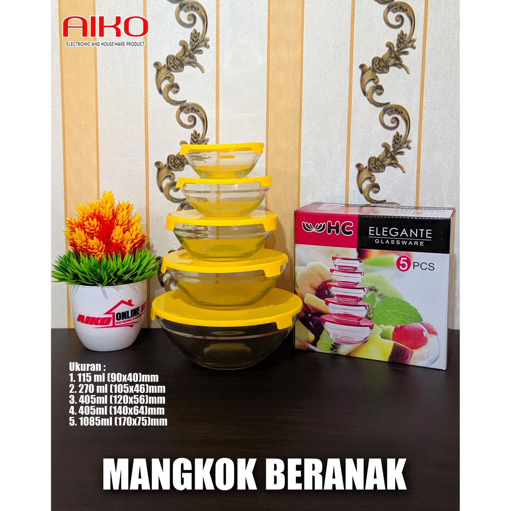 MANGKOK KACA SUSUN 5-BOWL KACA-TOPLES BERANAK MURAH