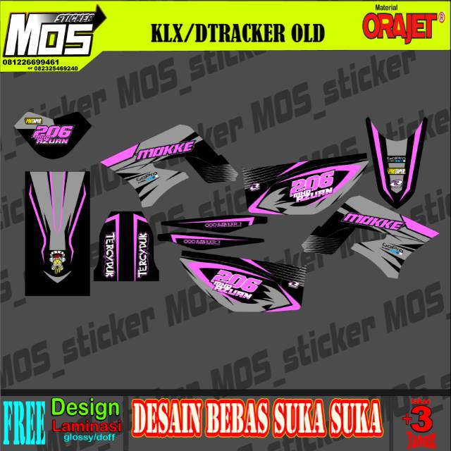 Decal sticker pink Klx old dan Dtracker Old full custom