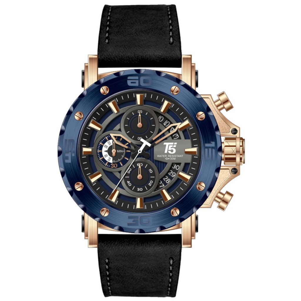 Jam Tangan Pria Chrono Stopwatch T5 Sport H3641 3641 Original