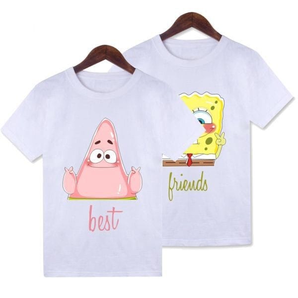 MYSTIQUE.ID-BAJU KAOS COUPLE BESTFRIENDS PAT*RICK &amp; SPONGE*BOB T-SHIRT LUCU DAN AESTHETIC