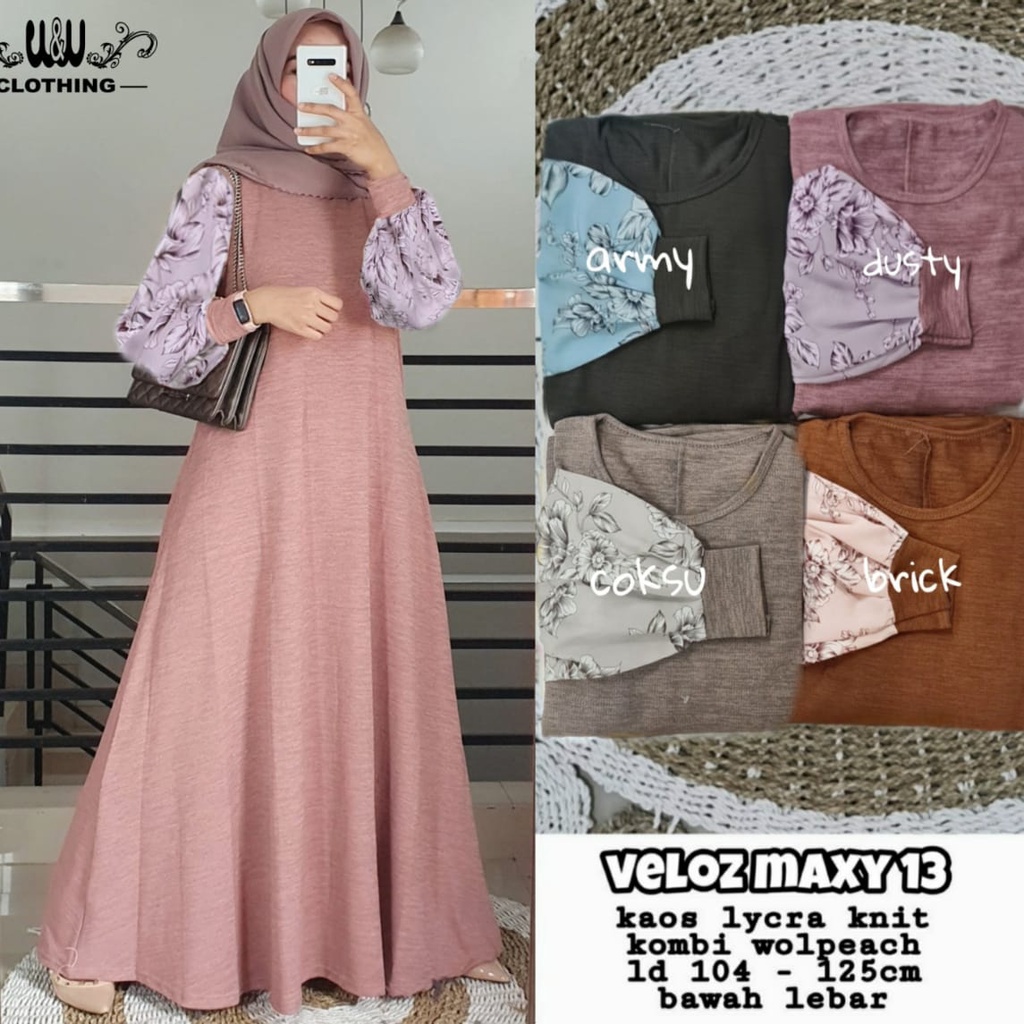 Baju Gamis Pesta Big Size Muslim Wanita Harian Kekinian Terbaru 2022 Lengan Balon Kaos Lycra Knit Wo