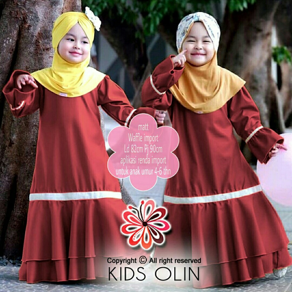 HCL Dress Olina - Dress Anak Perempuan Casual - Gamis Anak Perempuan - Baju Muslim Anak