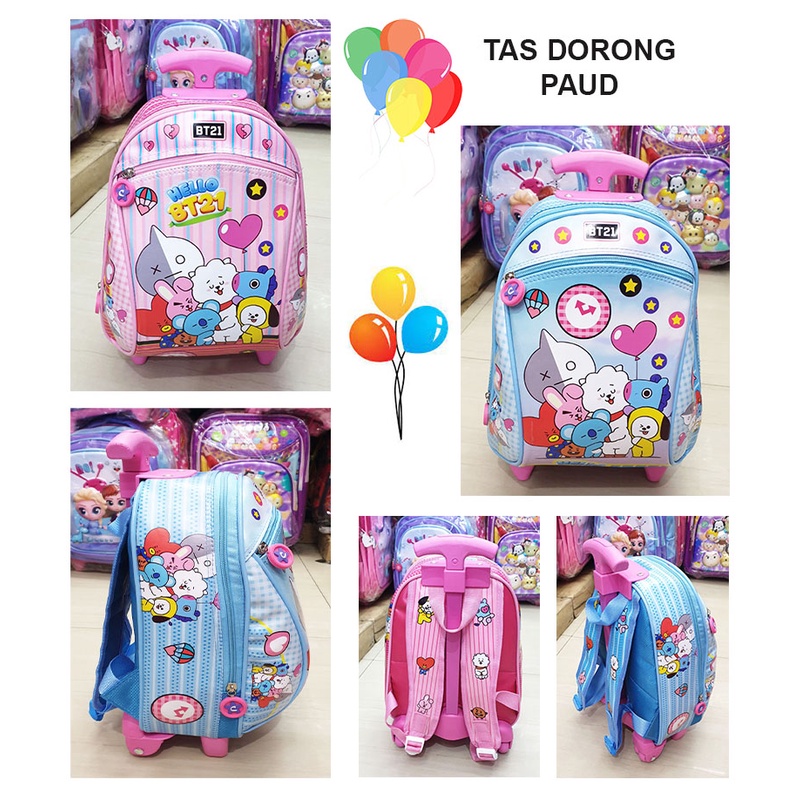 SALE Tas Trolley Dorong Anak Perempuan PG / PAUD Bahan Kain Tahan Air Dua Resleting - Pilihan Lengkap