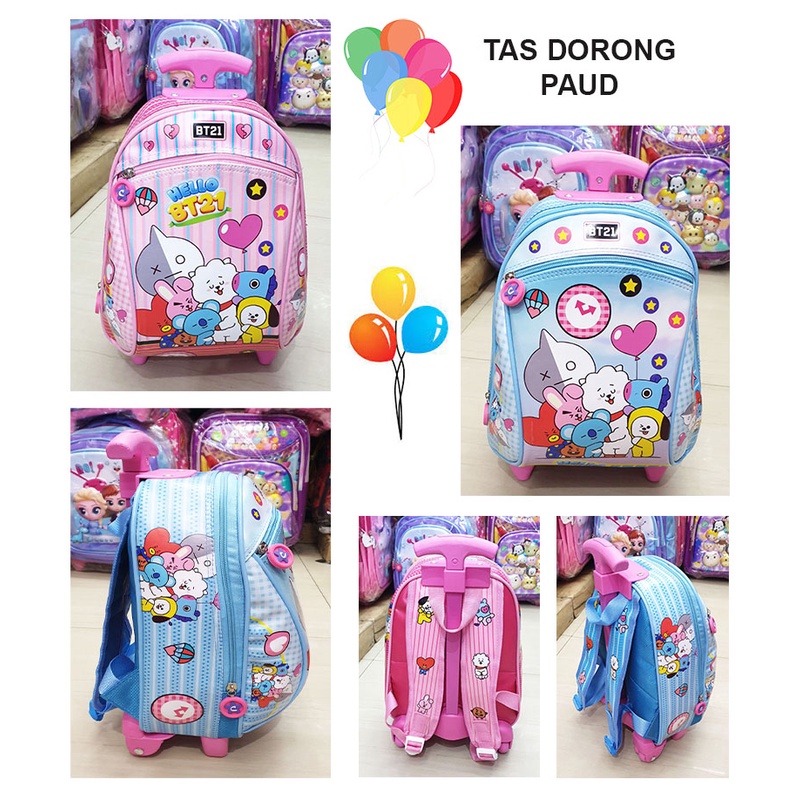 Tas Trolley Dorong Anak PG / PAUD Bahan Kain Tahan Air Dua Resleting - Pilihan Lengkap