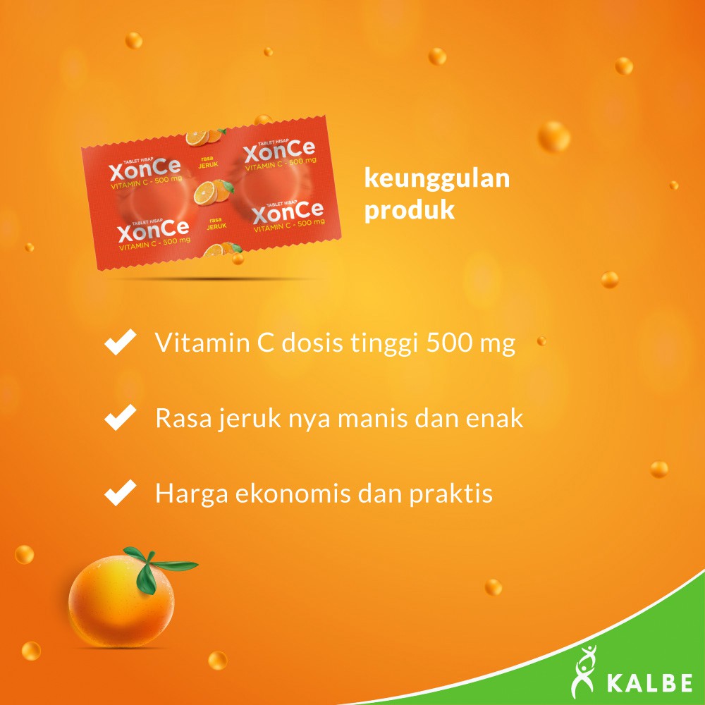 Xonce Tablet Hisap Vitamin C  500mg - Paket 1 Bulan 30 Strip