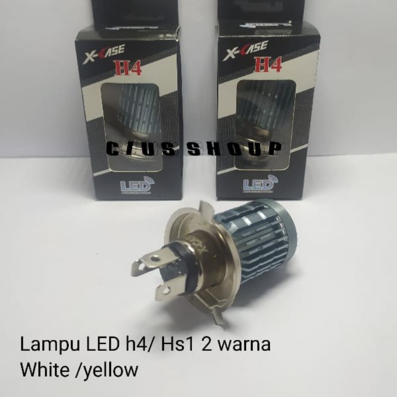 LAMPU LED UTAMA MOTOR H4/HS1 LASER HI- LOW AC DC 2 WARNA PUTIH KUNING