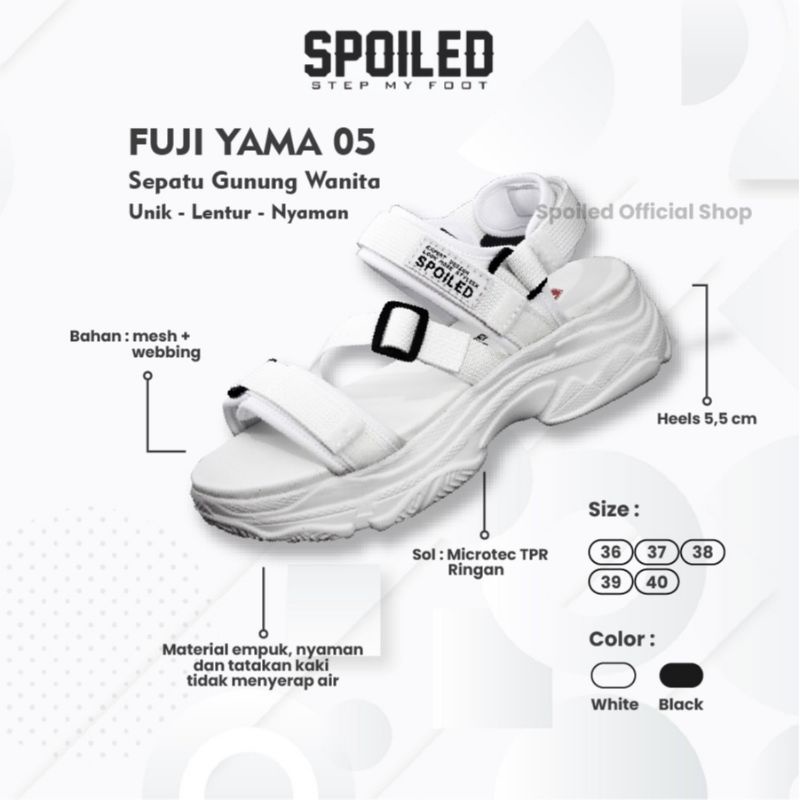 sandal wanita sandal gunung Travelling korean style putih hitam spoiled