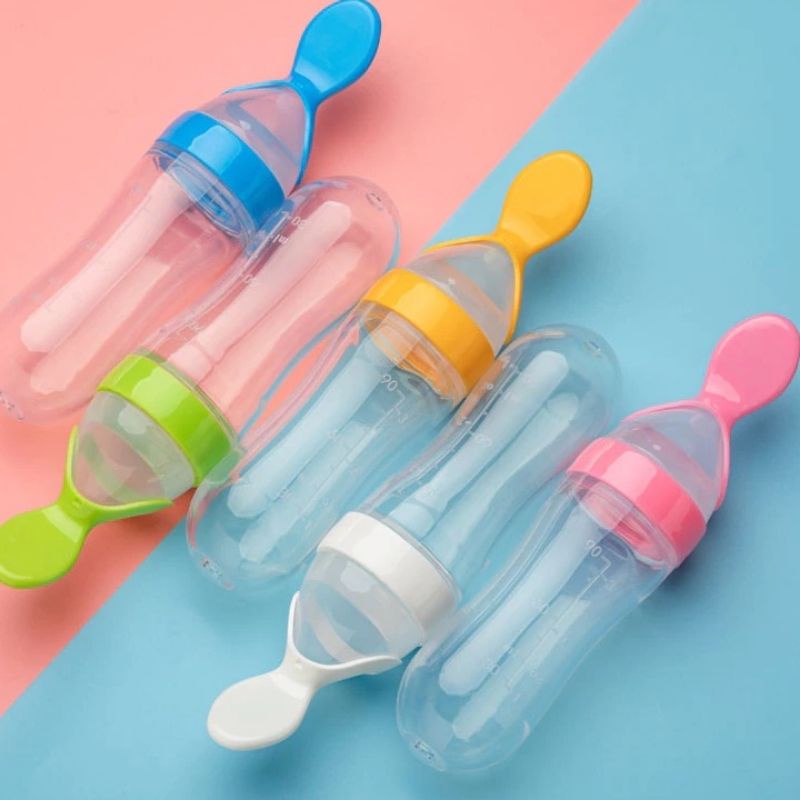 [Random] Botol Sendok Makan Bayi / Botol Dot Silikon Sendok Makan Bayi / Baby Spoon Feeder / Peralatan Makan Bayi / Sendok Makan Bayi Silikon / Baby Feeding Set / Bottle Spoon