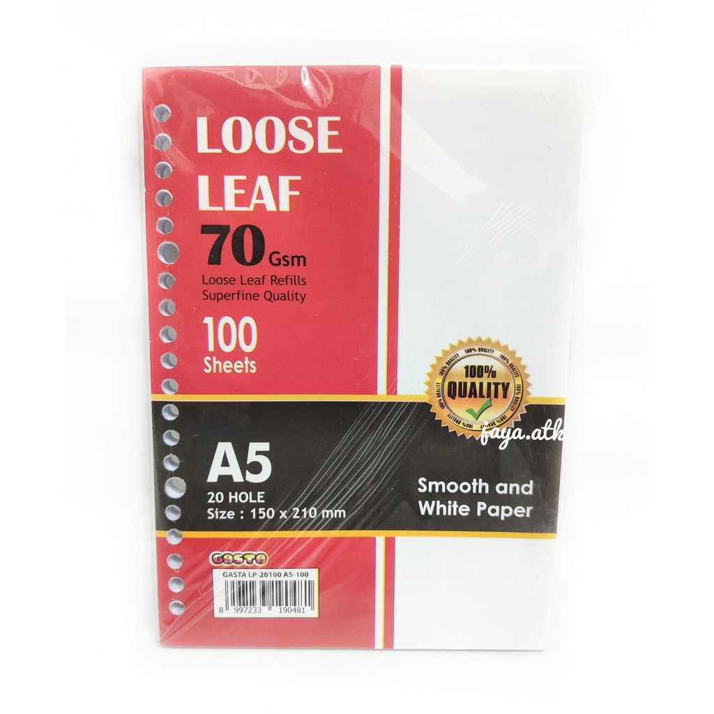 KERTAS BINDER LOOSE LEAF A5 POLOS 20 RING LUBANG 100 LBR ISI REFILL LOOSE LEAF BINDER NOTE 70 GS