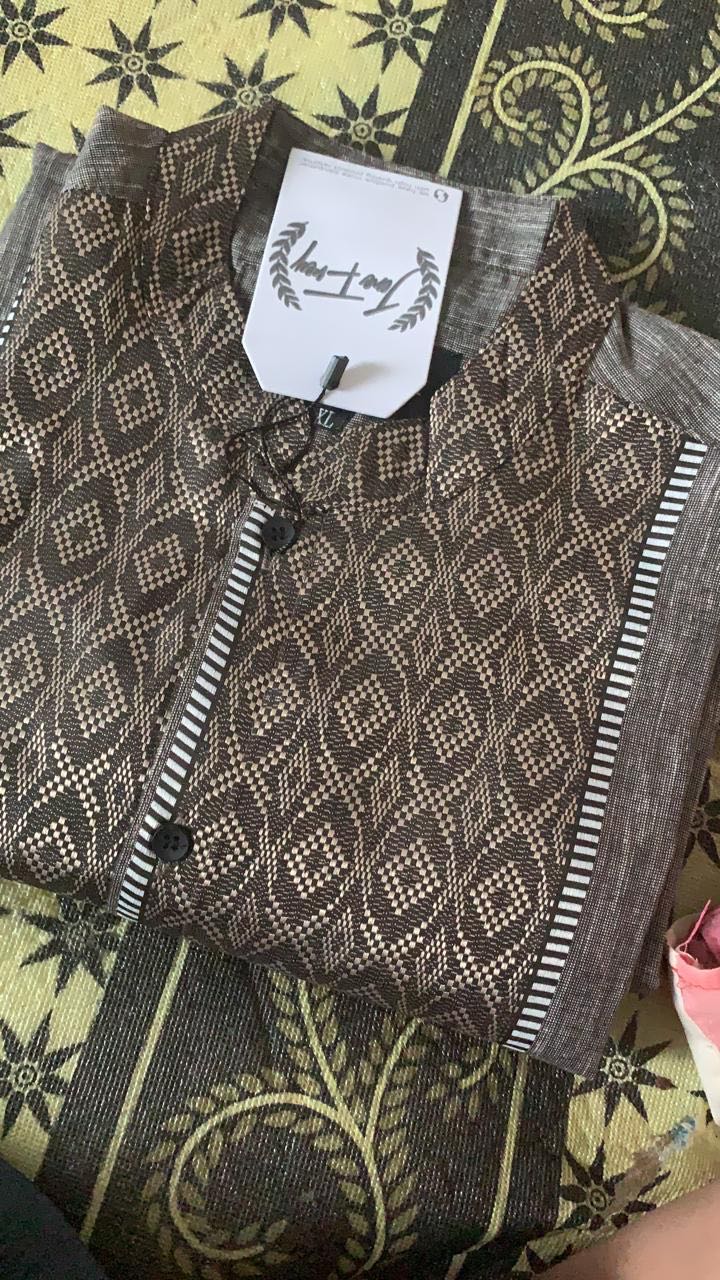 Kemeja Batik Kerah Koko Lengan Panjang 8104 Tribal M L Xl