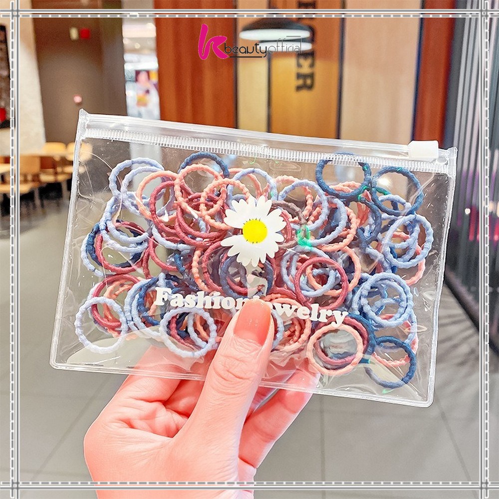 KB-C329 (100 PCS) Karet Ikat Rambut Spiral Gaya Korea / Kuncir Rambut Fashion / Kunciran Rambut Wanita FREE POUCH-8