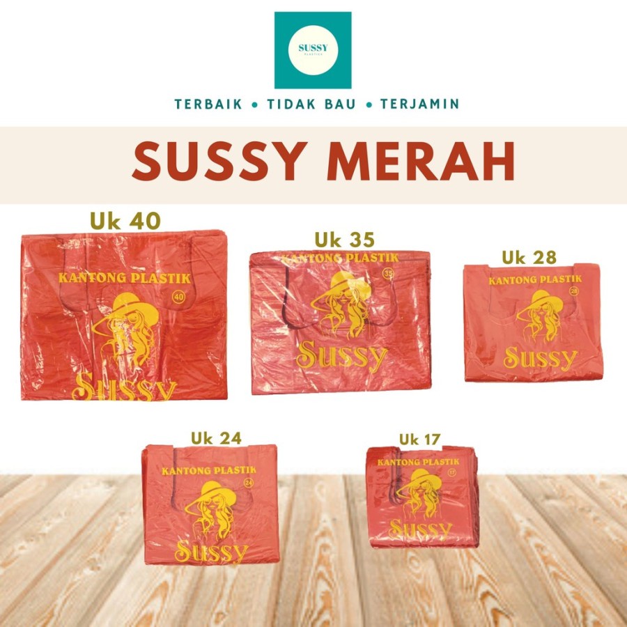 Kantong Plastik Kresek Tebal HD Sussy Merah 350 gram 17 24 28 35 40