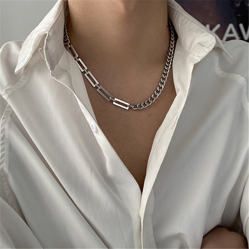 Kalung Rantai Bahan Titanium Steel Gaya Hip Hop Untuk Pria Dan Wanita