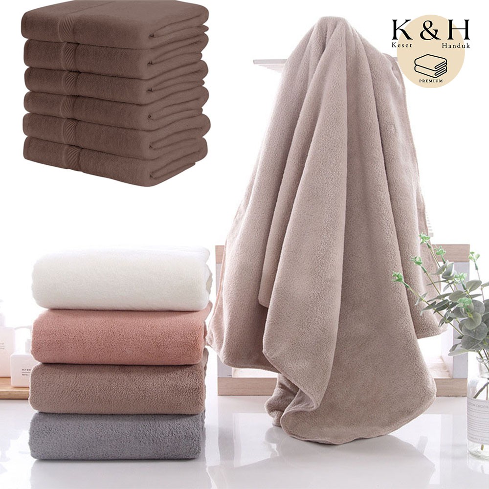 Handuk Coklat Polos 70x140cm / 400 GSM - Hotel Kamar Mandi Lembut - KHShop06 - Keset Handuk Premium