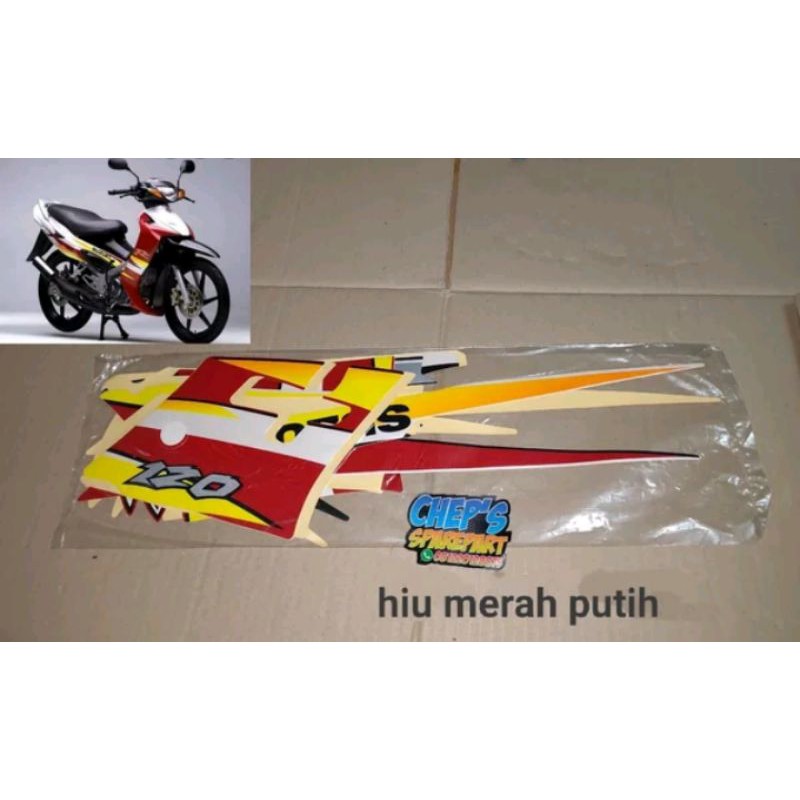 striping satria 120 hiu merah putih