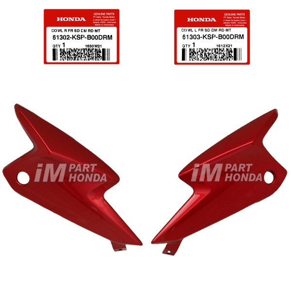 61302-KSP-B00DRM 61303-KSP-B00DRM Cowl Cover Kupingan Lampu Depan Kanan Kiri Megapro Monoshock Merah