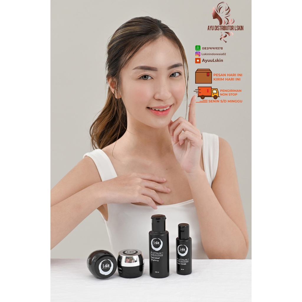 Lskin Platinum 1+  Paket Skin Care Perawatan Wajah Menghilangkan Jerawat Dan Pemutih Wajah-2