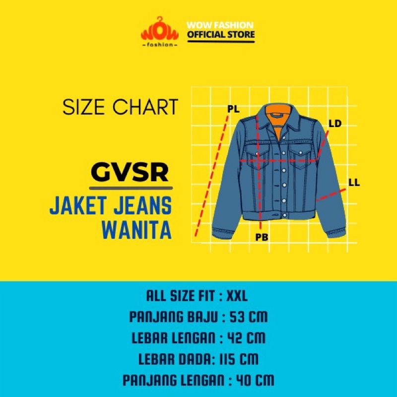 WOW-GVRS Jaket Jeans Wanita Premium / Jaket Jeans Oversize