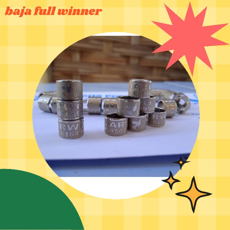 MURAH, ring baja full winner untuk merpati /kutut/puter pelung/minim order  25 biji