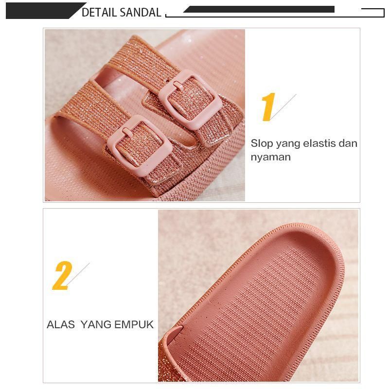 L1920-15 [WONDERLY] Sandal Wanita / Sendal Wanita / Sandal Jelly Wonderly / Sandal Ban 2 / Sandal Tali 2 / Sandal 2 Tali / Sandal Gliter / Sandal Kilap / Sandal Empuk / Sandal Teplek / Sandal Rumahan / Sandal Selop / Sandal Slop