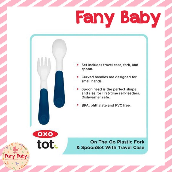 OXO TOT ON THE GO PLASTIC FORK &amp; SPOON SET WITH TRAVEL CASE