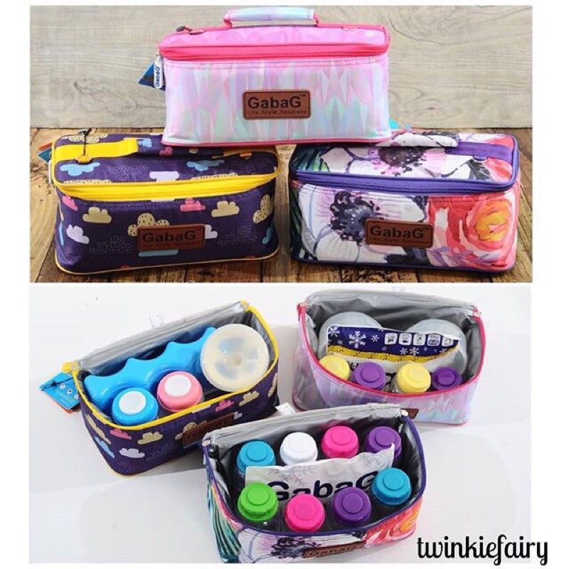 GABAG COOLER BAG TAS ASI - MOTIF AWAN CRISTAL BUNGA FREE ICE GEL