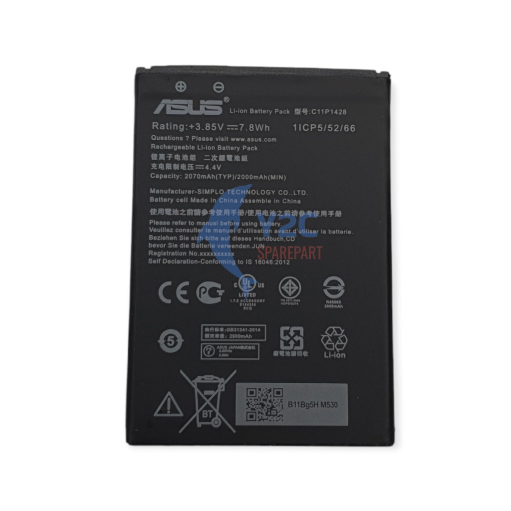 BATERAI ASUS ZE500KL / ZENFONE 2 LASER 5INCH / C11P1428 ORIGINAL OEM / BATRE / BATRAI / BATERE / BATU / BATREI