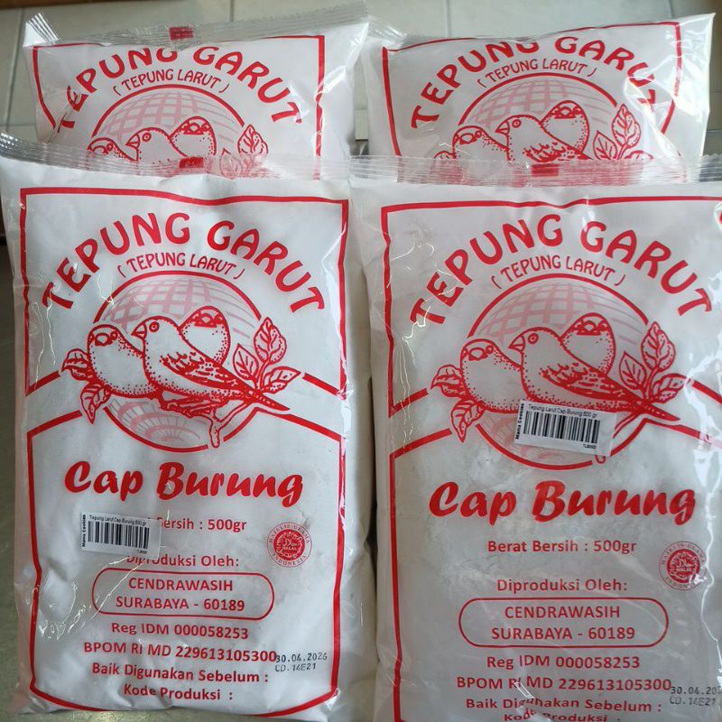 

Tepung Larut Cap Burung 500 gr / Tepung Garut / Ararut / Arrowroot Flour
