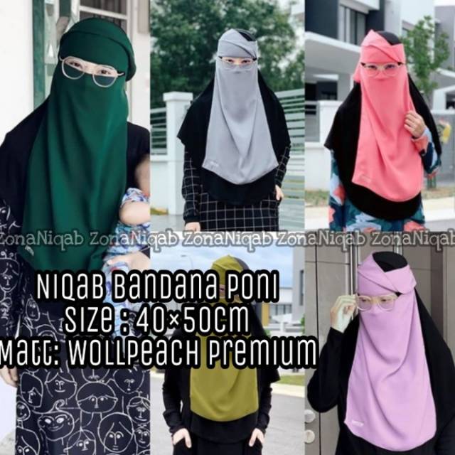 BELI 2 GRATIS 2 ZonaNiqab - Cadar Poni / Niqab poni / Niqab bandana poni / Niqob Poni