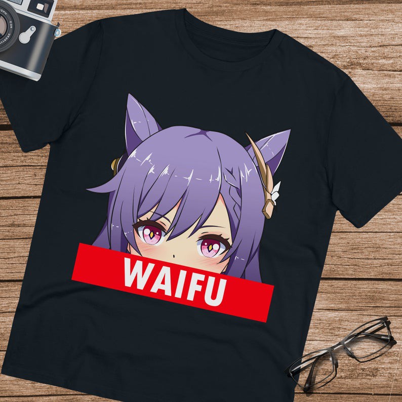 Tshirt Keqing as Waifu Genshin Impact Kawaii Girl Character