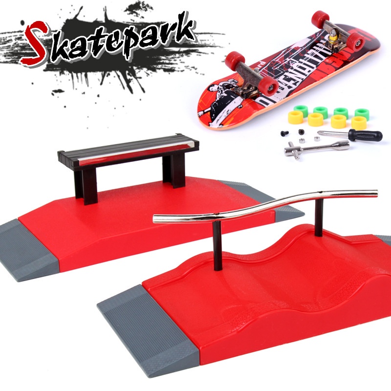 Set Mainan skateboard Jari Mini Bahan alloy