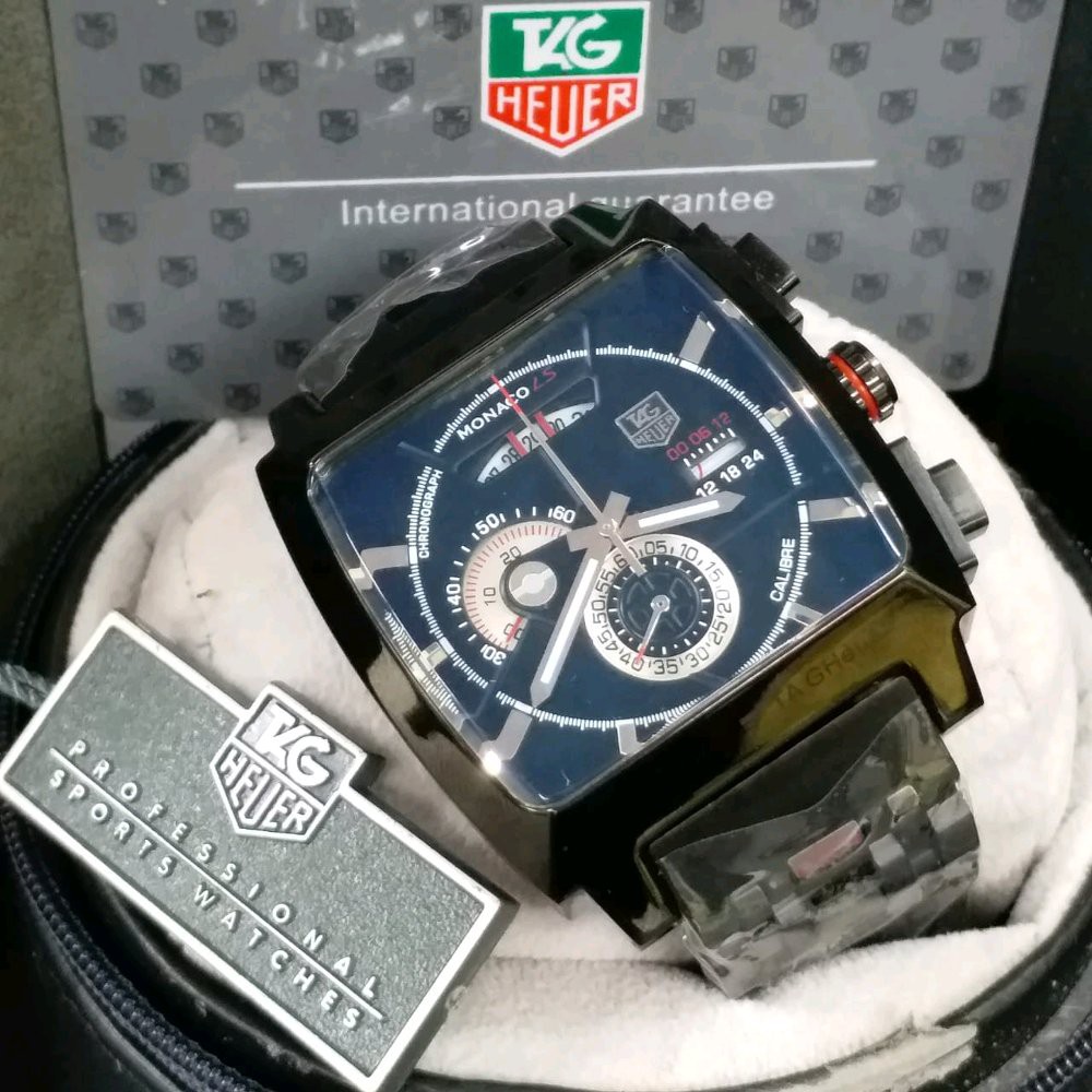 Jam Tangan Pria Teg heuert  Monaco LS Black 45mm Premium