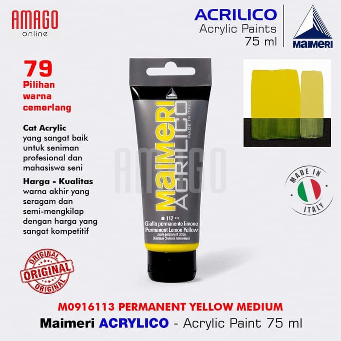 MAIMERI ACRILICO ACRYLIC PAINT- PERMANENT YELLOW MEDIUM -75ML-M0916113