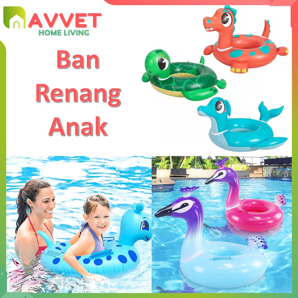 AVVET Ban Renang Anak Karakter Quacker Float Children pool Pelampung Duduk Karakter Inflatable Boat Float Murah Import