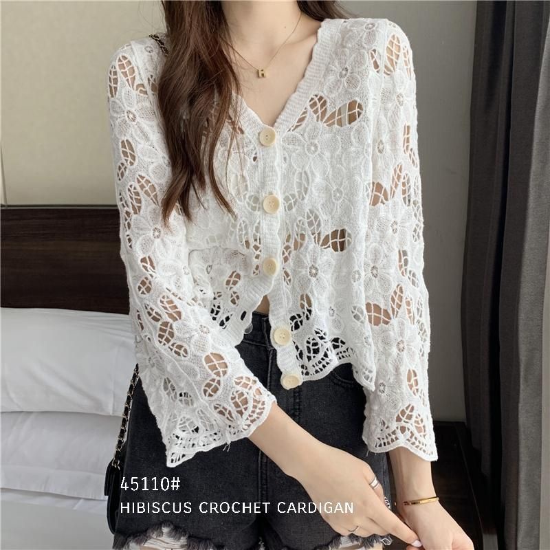 MDLV ~ 47110 COLUMBINE CROCHET CARDIGAN KOREA TERBARU CARDIGAN BRUKAT PREMIUM FASHION IMPORT