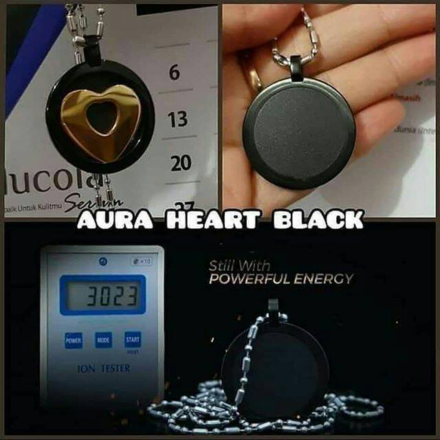 aura heart black pendant from.mci,